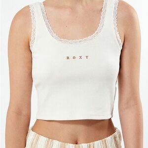Roxy Ivory Lace-Edged Crop Top